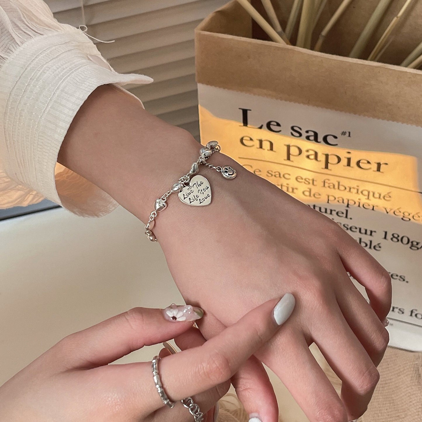 Bracelets de style luxe abordables pour femmes en argent sterling avec petit cœur