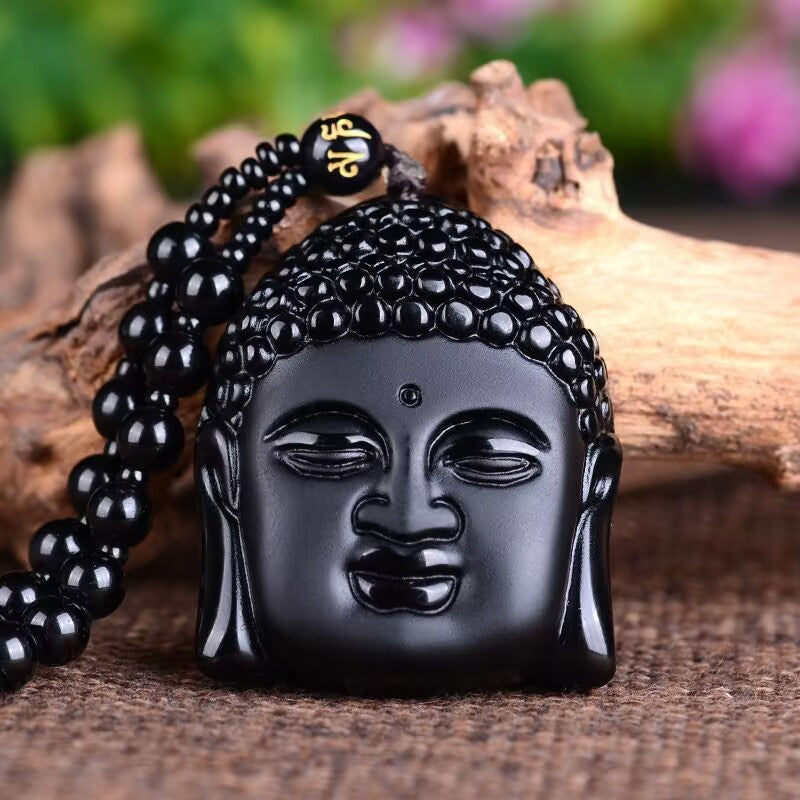 Green Jade Goddess Buddha Hand Maitreya Sweater Chain Safety Buckle Necklaces