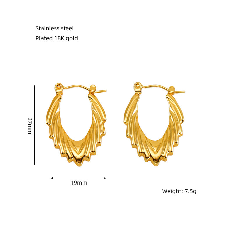 Boucles d'oreilles au design rétro plaqué or en acier inoxydable de haute qualité