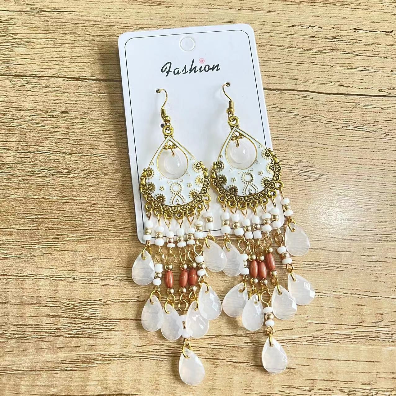 Ethnic Style Tassel Long Bohemian Crystal Yunnan Summer Earrings