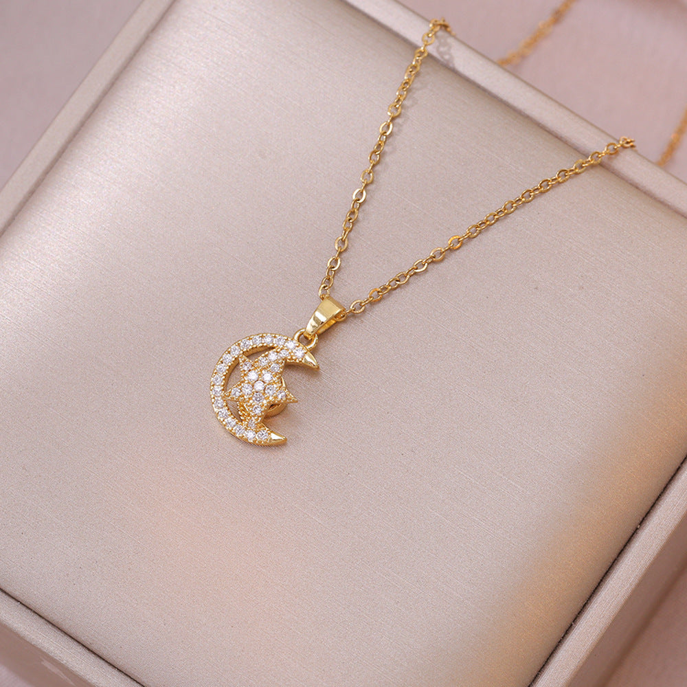 Women's Moon Niche Design Temperament Three-piece Clavicle Necklaces