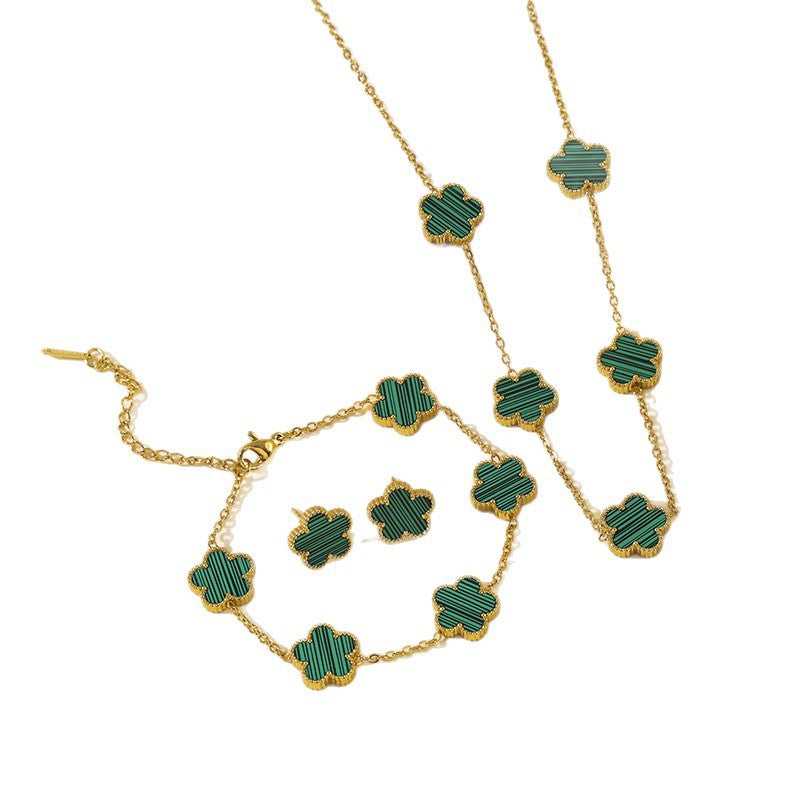 Titanium Steel Clover Flower Suit Light Luxury Jewelry Set