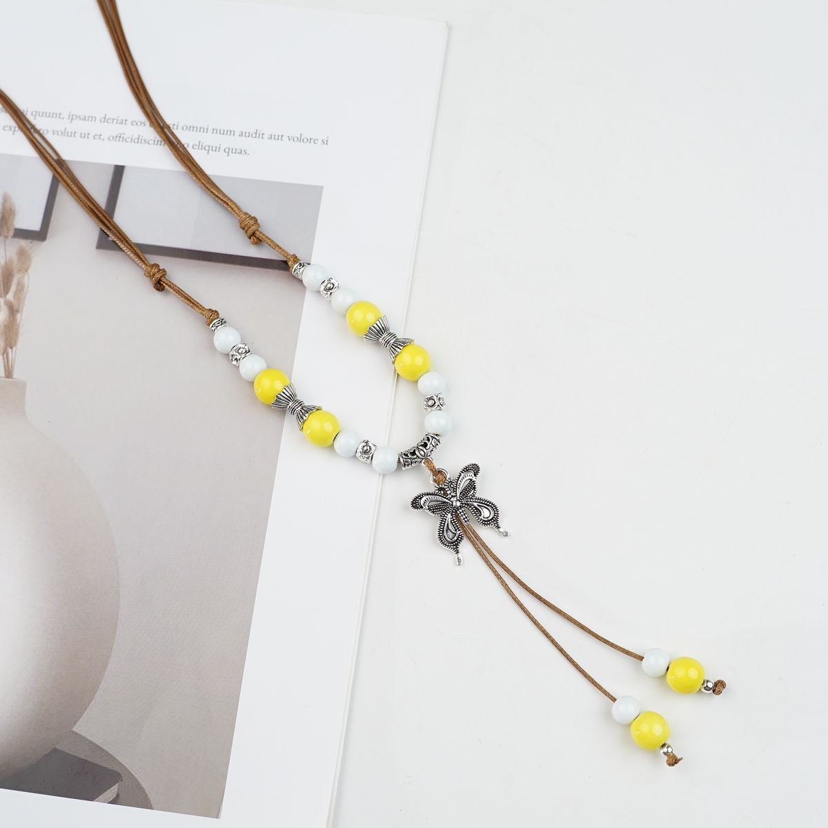 Peace Fu National Fashion Vintage Ceramic Female Longevity Necklaces