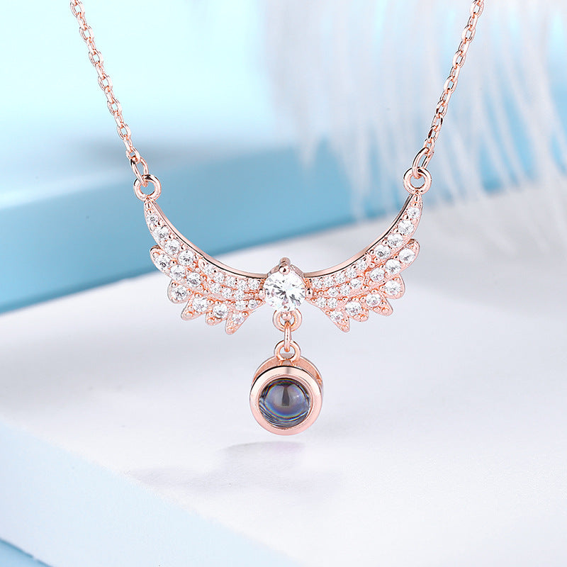 Projection Languages Angel Wings Ladies Clavicle Chain Necklaces