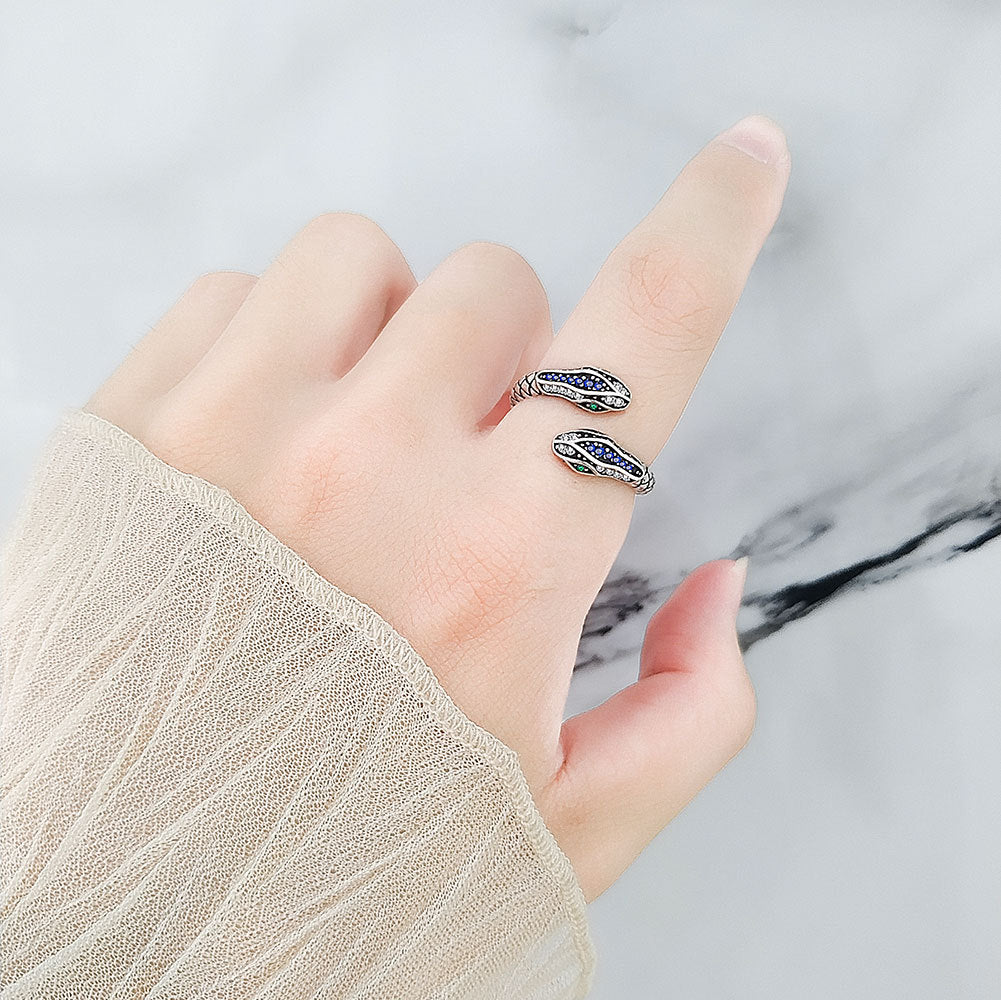 Retro Female Opening Adjustable Double-headed Snake Rings