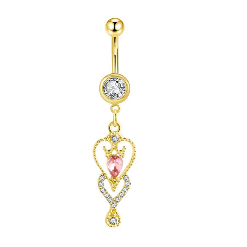 Gold Belly Rhinestone Zircon Style Navel Buckle Earrings