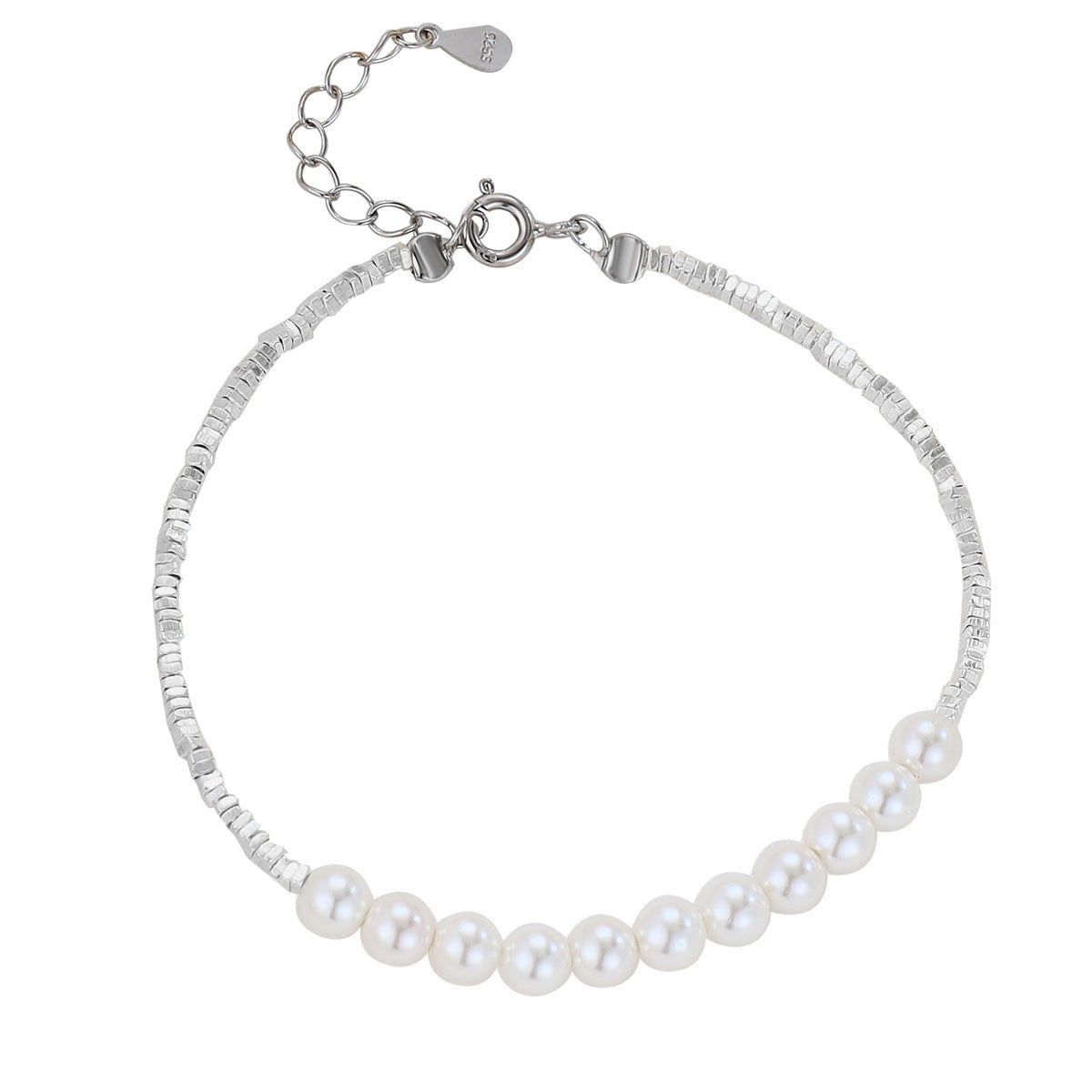 Sterling Sier Pearl Square petits morceaux de bracelets minoritaires capricieux