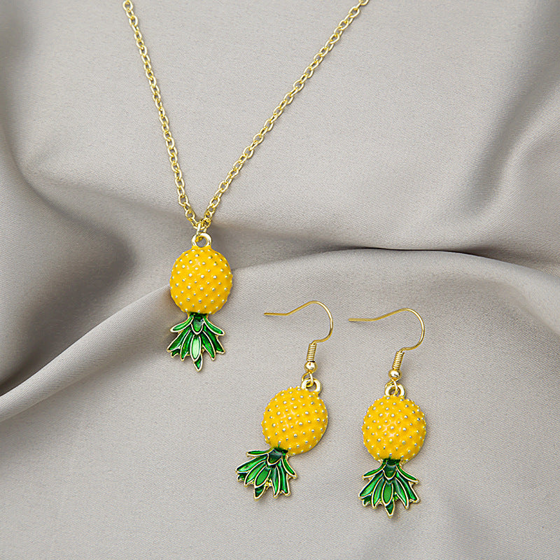 Fresh Fruit Pineapple And Set Sweet Necklaces