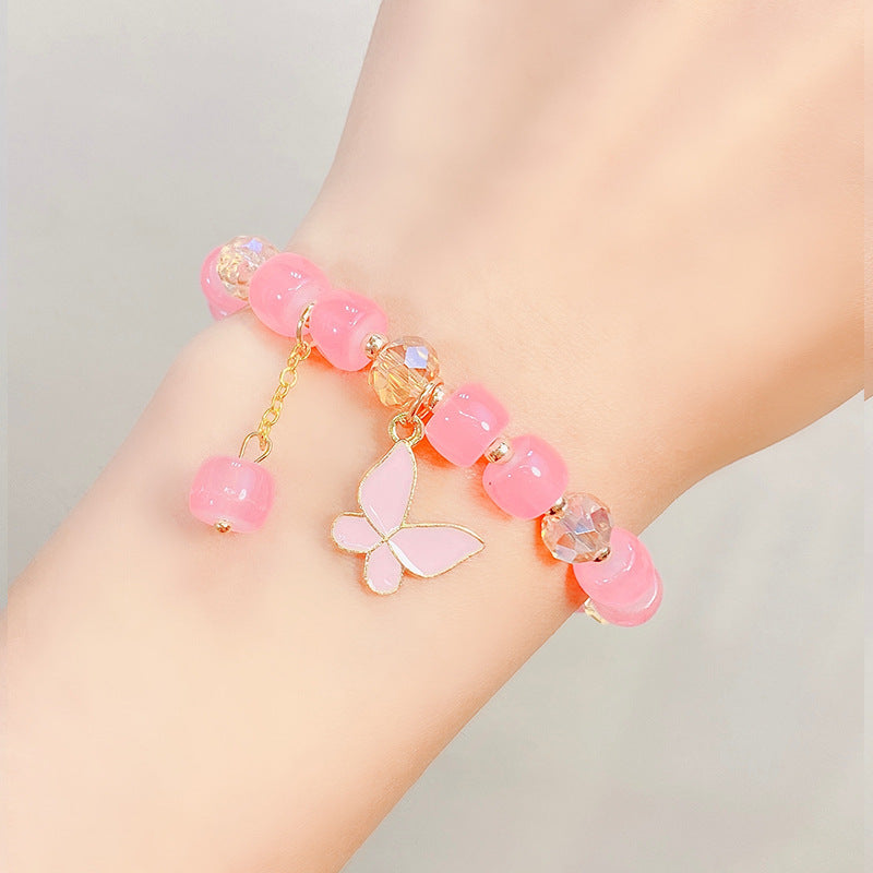 Children's Glaze Beaded Princess Cartoon Crystal Flowers Bracelets