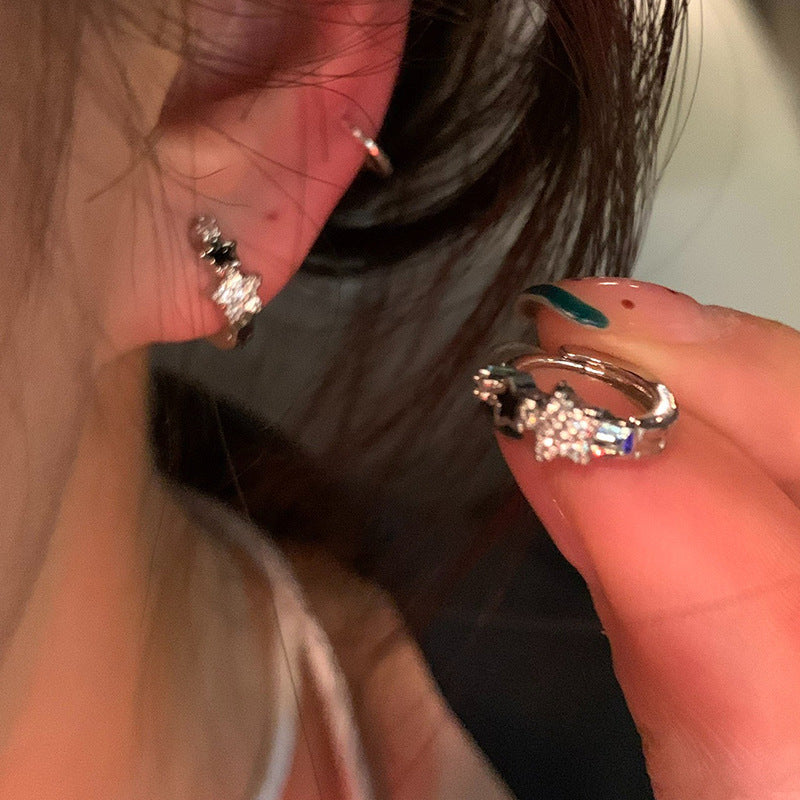 Clip Female Light Luxury Minority Design Five-pointed Star Temperament Twin Ear Buckle
