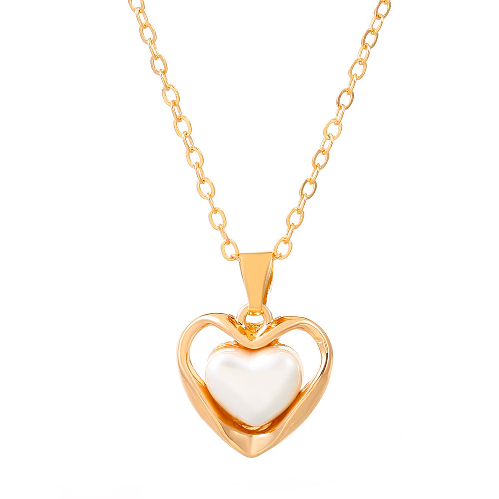 Heart-shaped Hollow Pearl Light Luxury Clavicle Necklaces