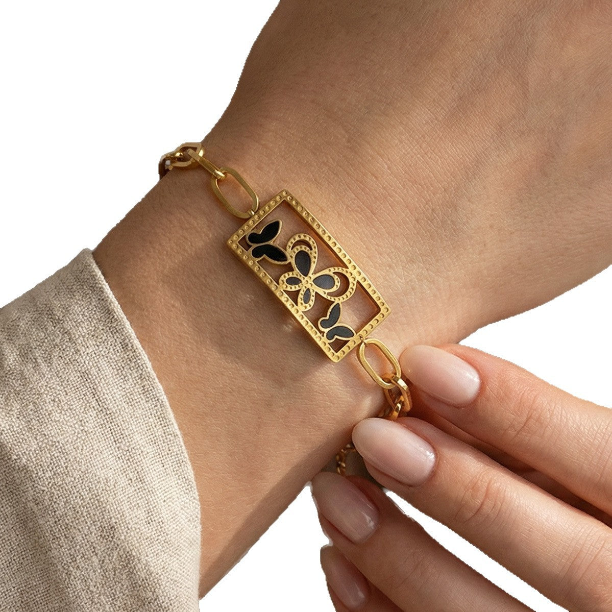 Hollow Butterfly Square Retro Design Minority Bracelet
