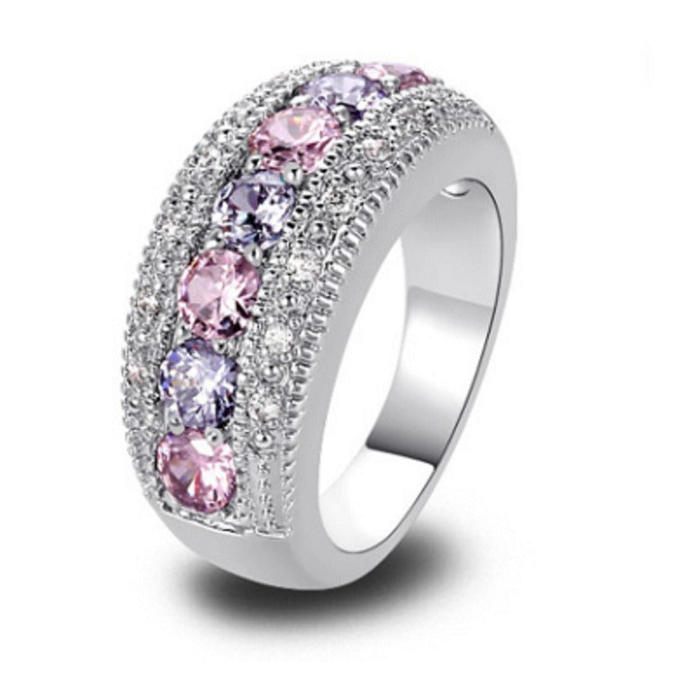 Women's Luxury Elegant Inlaid Zircon Copper Ring
