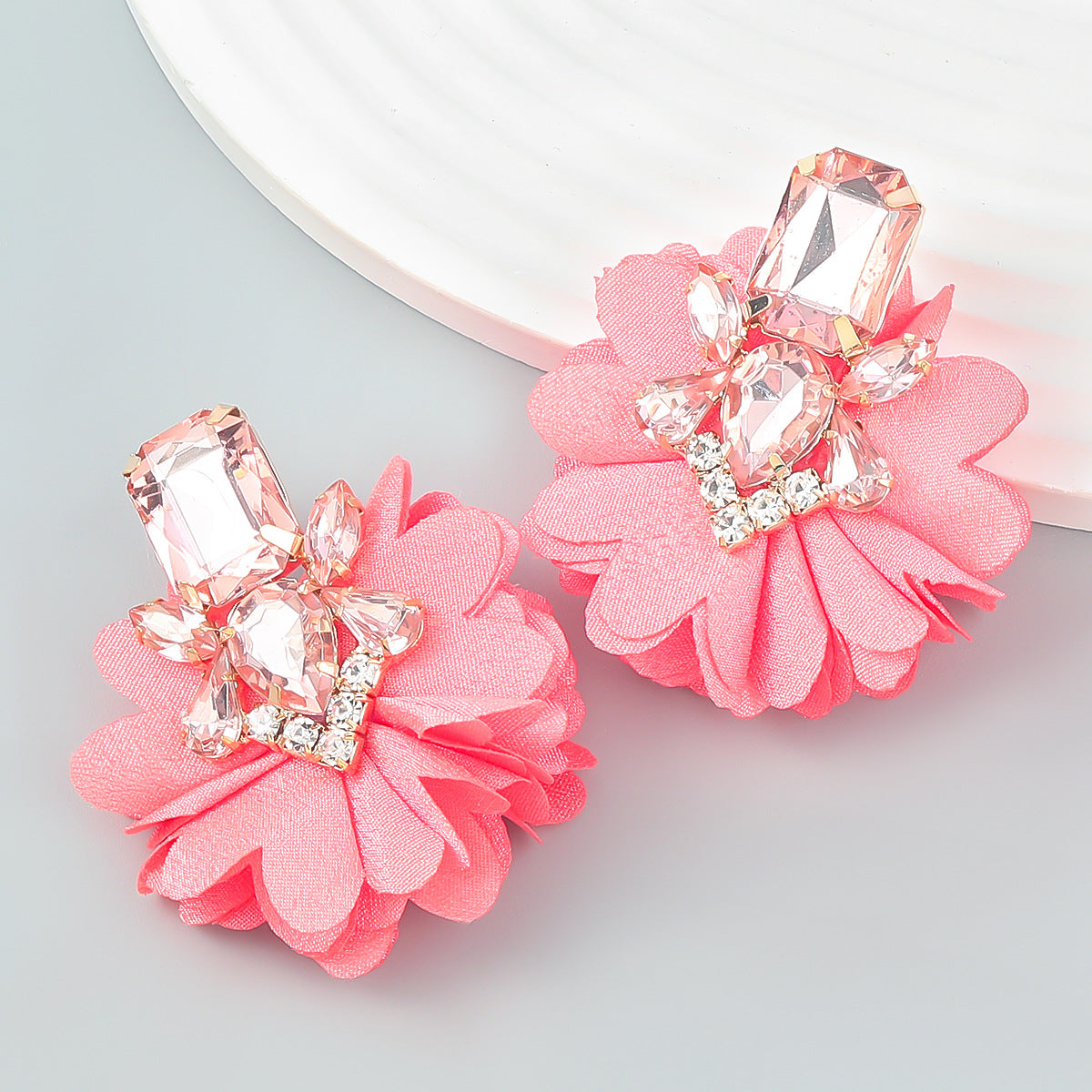 Women's Alloy Fabric Flower For Retro Elegance Earrings