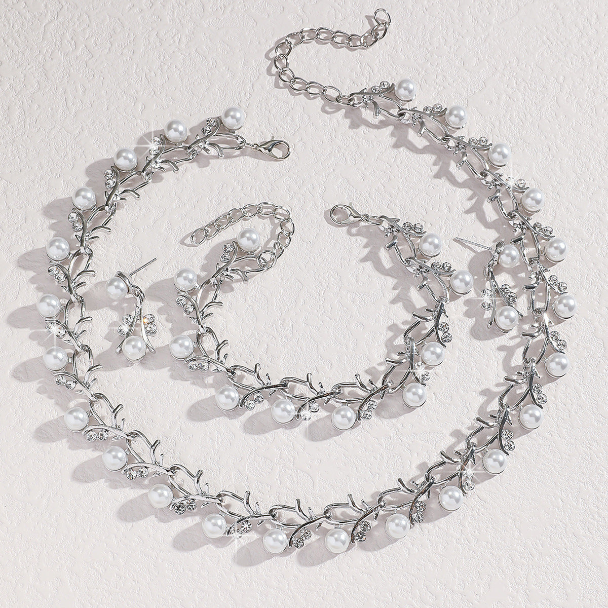 Pearl Female Alloy Bridal Advanced Two-piece Jewelry Set