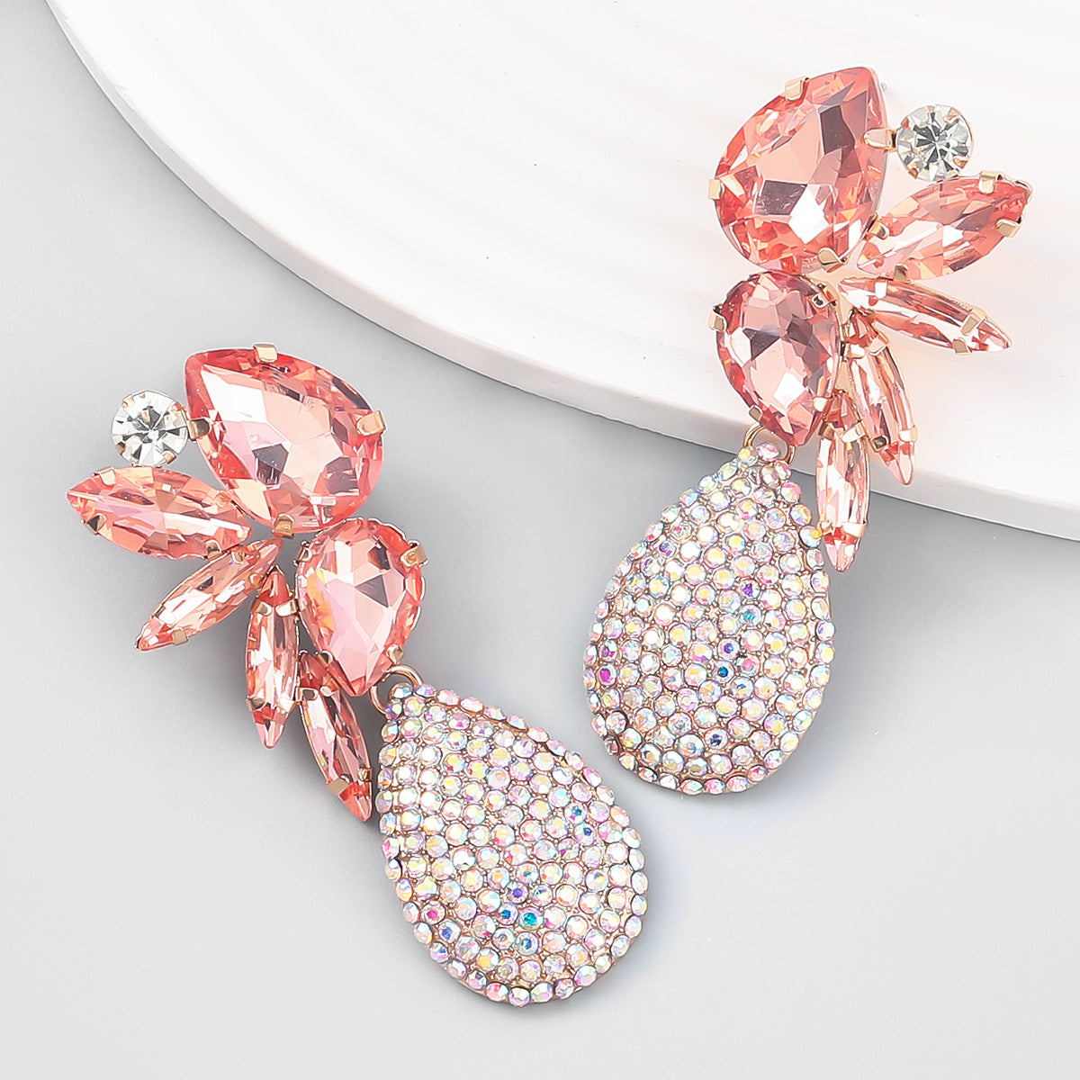 Colorful Crystals Drop-shaped Glass Drill Rhinestone Earrings