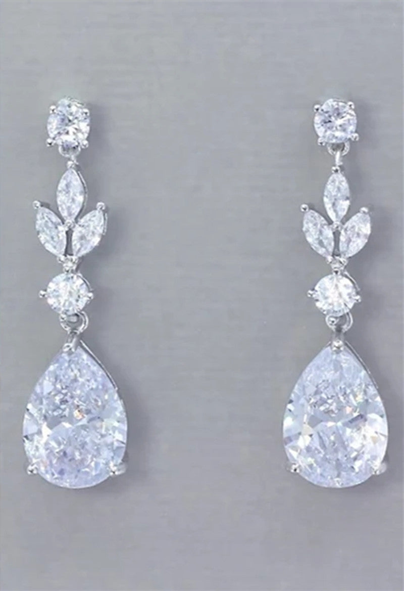 Wedding Sweet Pear-shaped Water Drop Zircon Dinner For Earrings