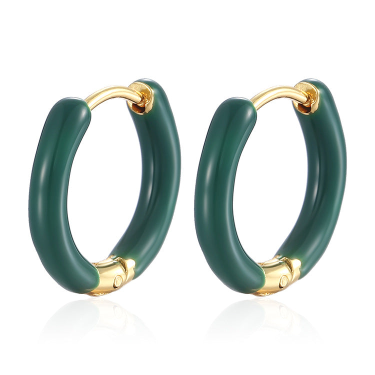Oil Simple Circle Stainless Steel Retro Ear Buckle