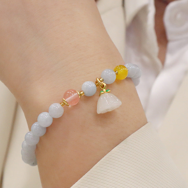 Women's Natural Crystal Fresh Gold-plated Aquamarine Chalcedony Bracelets