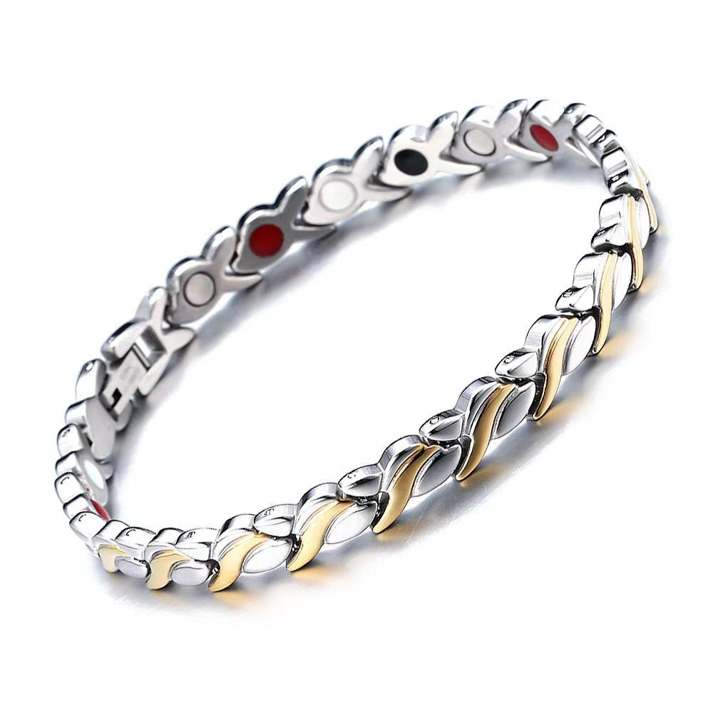 Women's & Men's Magnetic Detachable Trendy Cool Rhinestone Zinc Bracelets