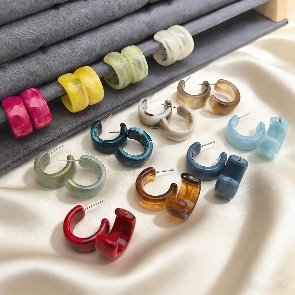 Dopamine Color Matching Trendy Female Resin Earrings