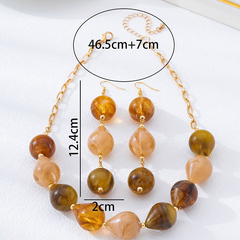 Retro Vacation Style Two-color Acrylic Water Necklace