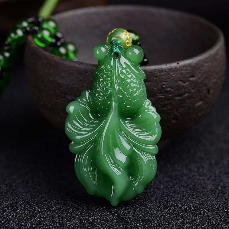 Green Jade Goddess Buddha Hand Maitreya Sweater Chain Safety Buckle Necklaces