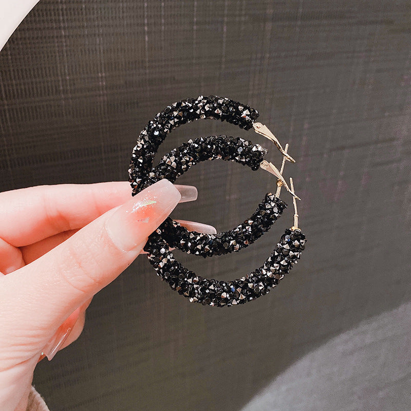 Women's Fashion Big Eardrop Full Diamond Temperament Circles Earrings