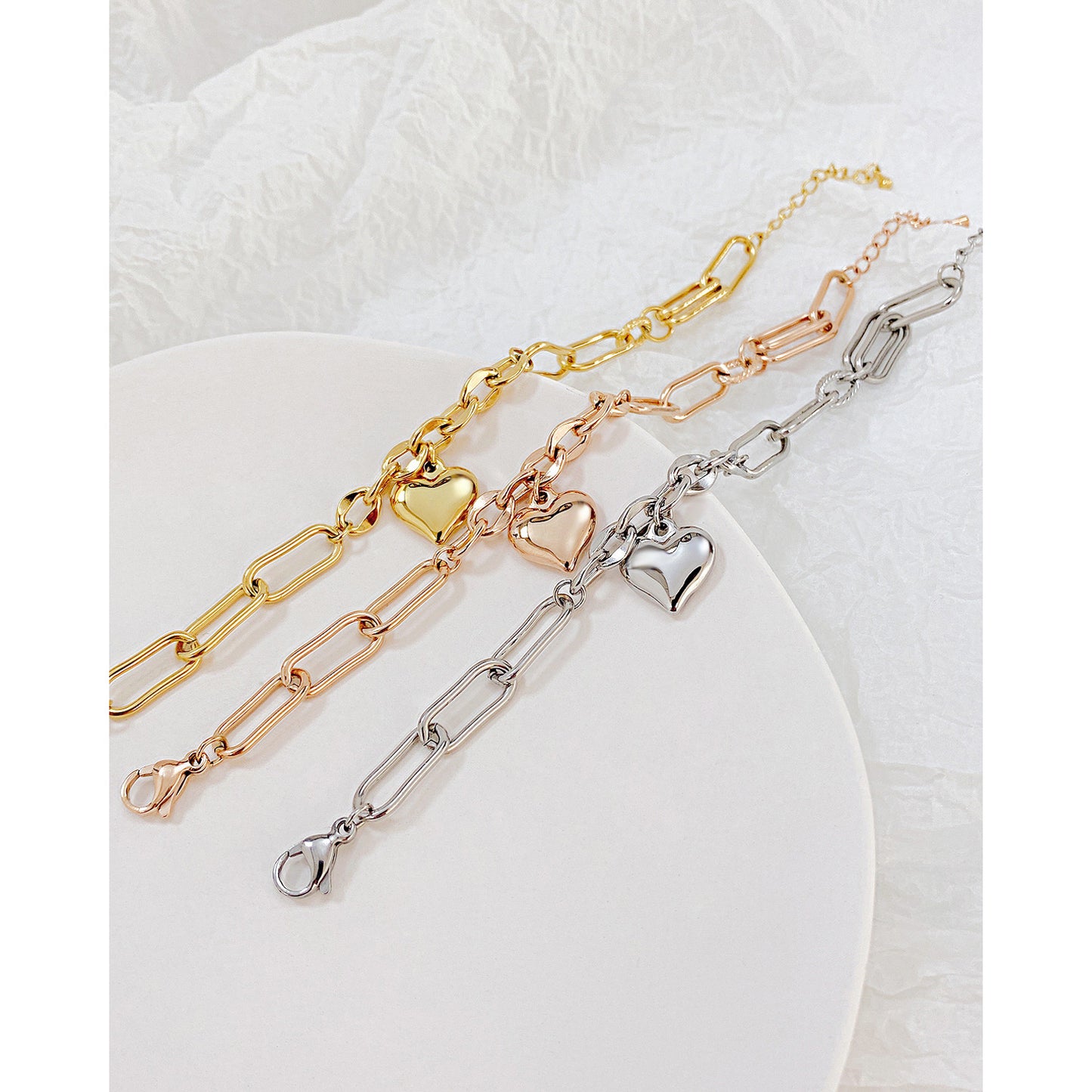 Ornament Design Love Stainless Steel Peach Heart Fashion Bracelets