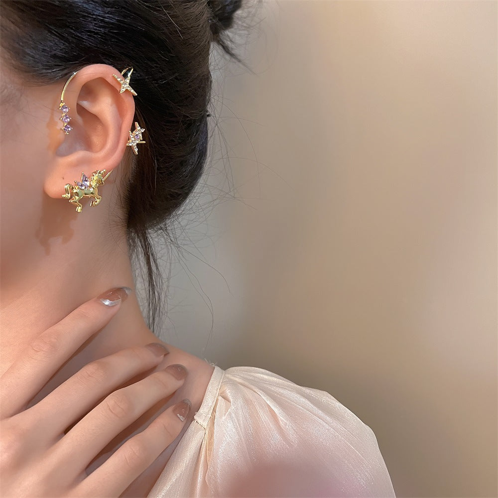 Diamond Butterfly Female Fashion Exaggerated Wings Ear Clip