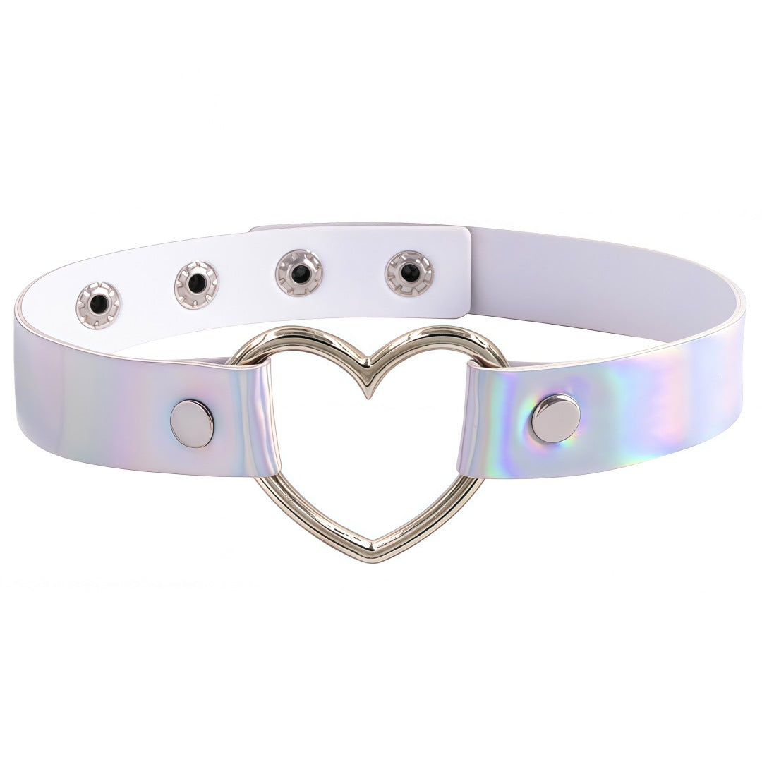 Laser Peach Heart-shaped Luminous Neckband Clavicle Necklace