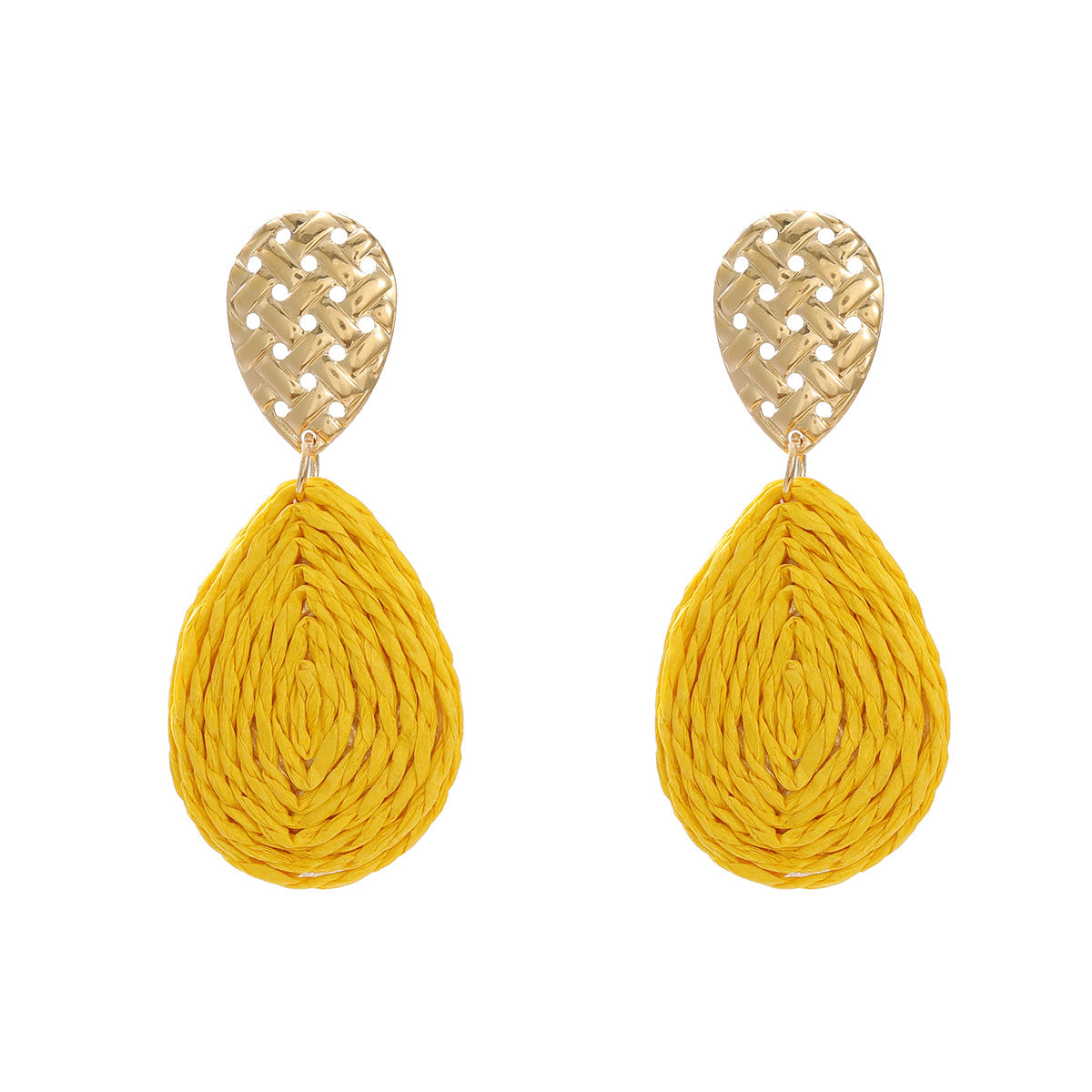 Casual Attractive Summer Raffia Exaggerated Drop-shaped Earrings