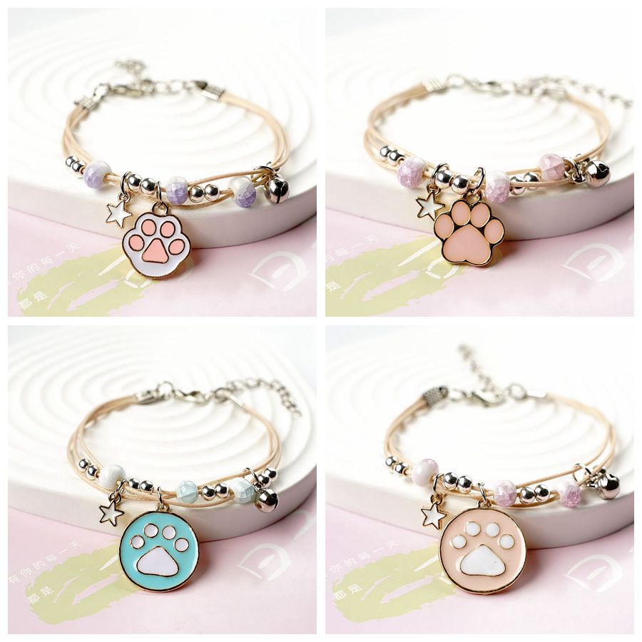 Bracelets de style simple pour femmes, brosse de dessin animé, patte de chat, copines