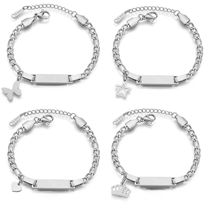 Children's Accessories Stainless Steel Laser Sculpture Titanium Bracelets