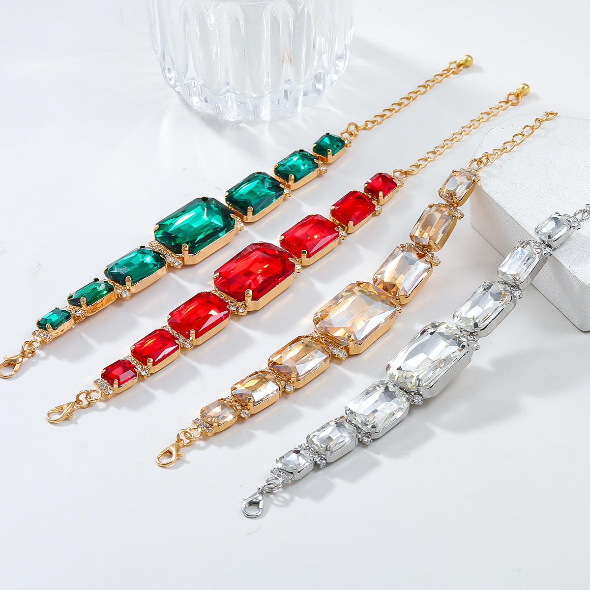 Attractive Popular Women's Exaggerated Rhinestone Square Necklaces