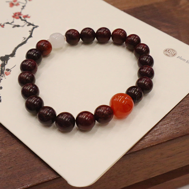 Bracelets gris en bois de santal naturel, perles de bouddha de Style National, Pterocarpus