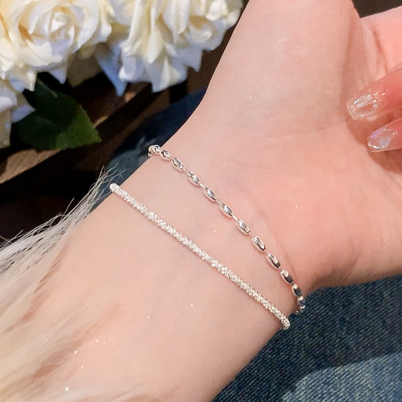 Sier Plated Copper Niche High-grade Starry Exquisite Rice Grain Bracelets
