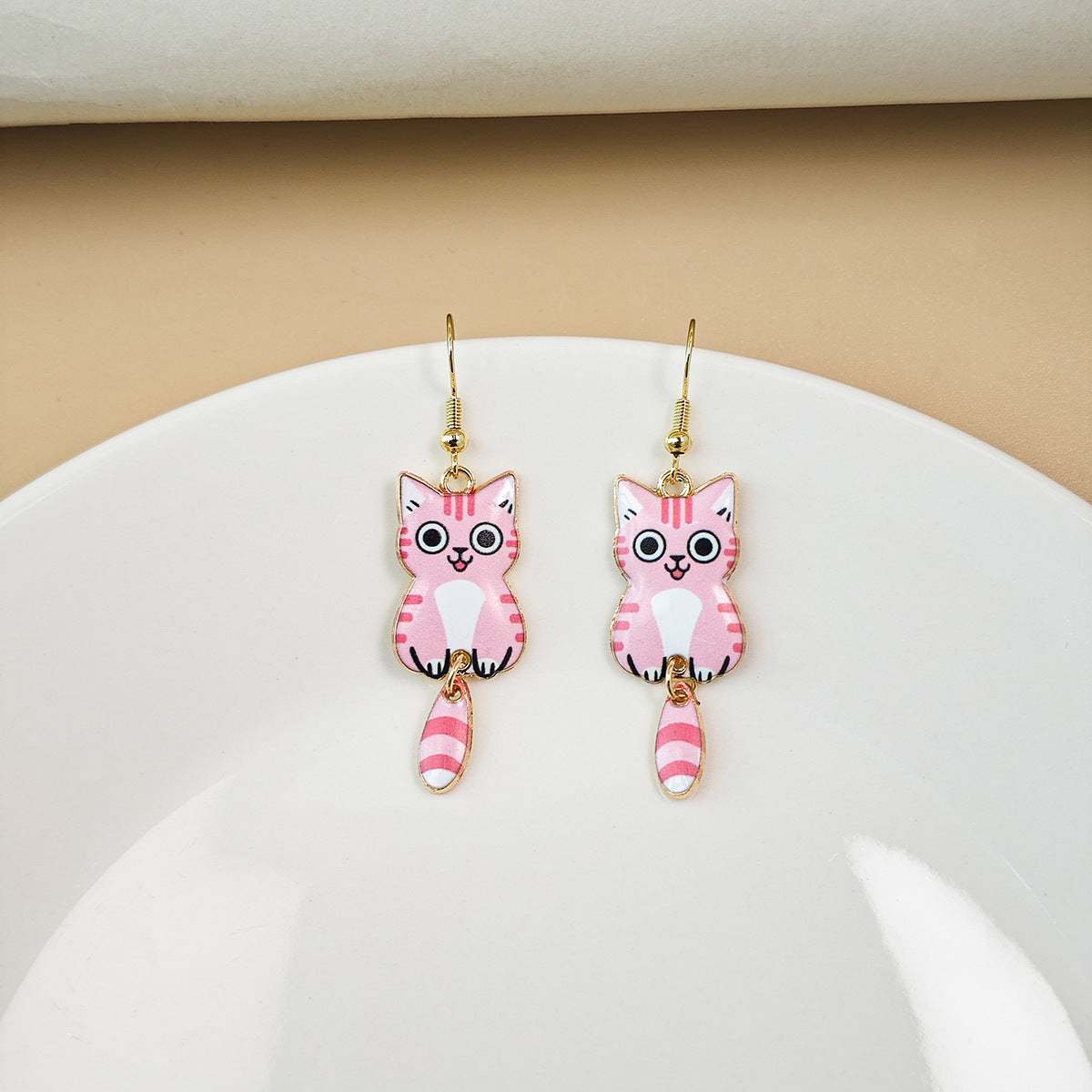 Women's Simple Fun Cute Cat Creative Personalized Dripping Oil Earrings