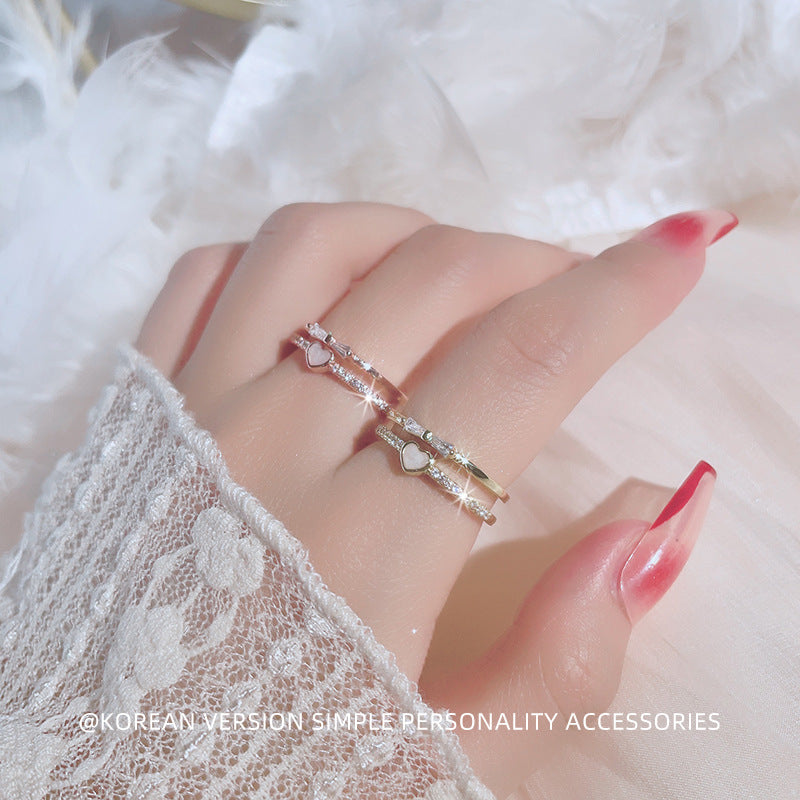 Bowknot Index Finger Tide Double Layer Hollow Rings