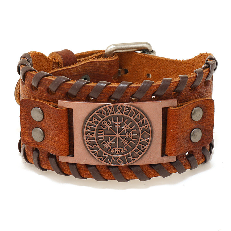 Men's Nordic Viking Pirate Cattle Leather Vintage Bracelets