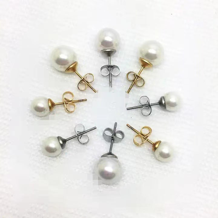 Milky White Pearl High-grade Light Luxury Perfect Circle Stud Earrings
