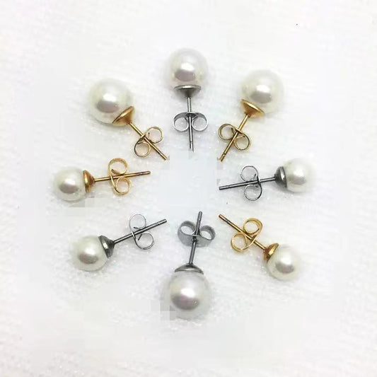 Milky White Pearl High-grade Light Luxury Perfect Circle Stud Earrings