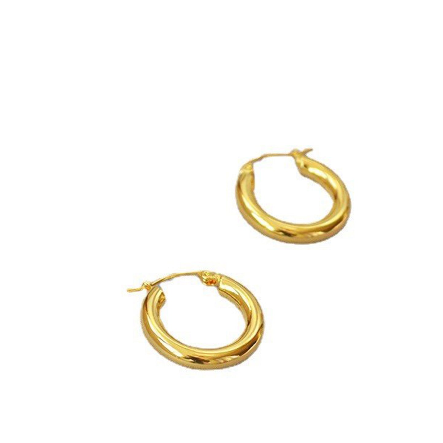 Solid Metallic Texture Simple Clip Circle Earrings