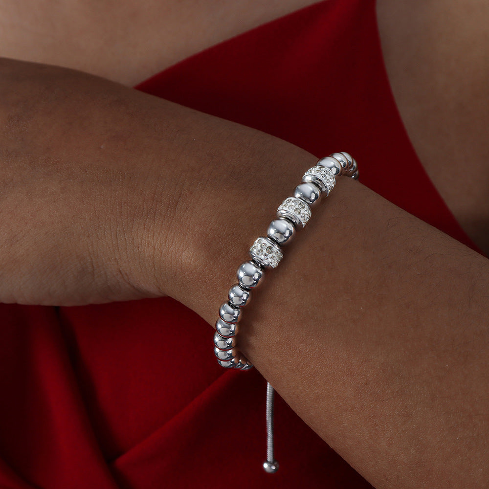 Bracelets en acier titane pour femmes, plein de diamants, perles de Zircon, tendance