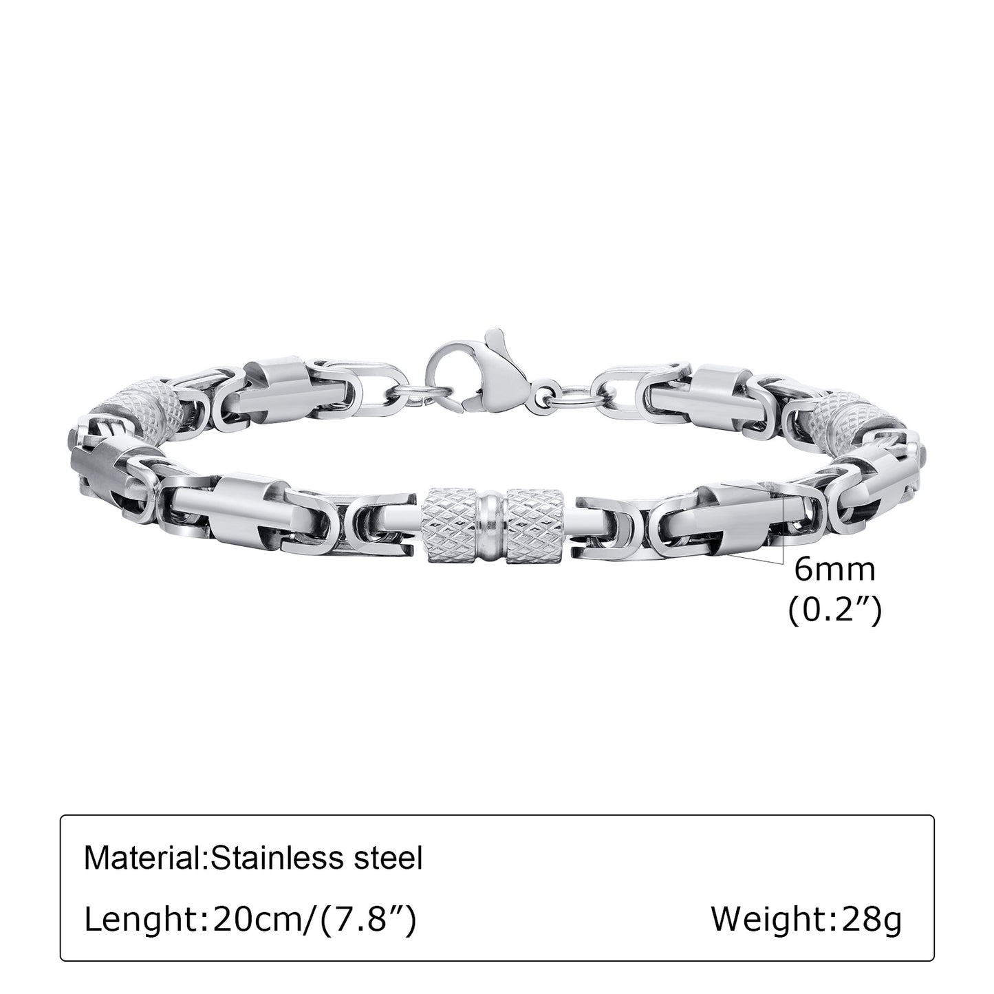 Men's Stainless Steel Byzantine Handmade Chain Room Electric Black Bracelets