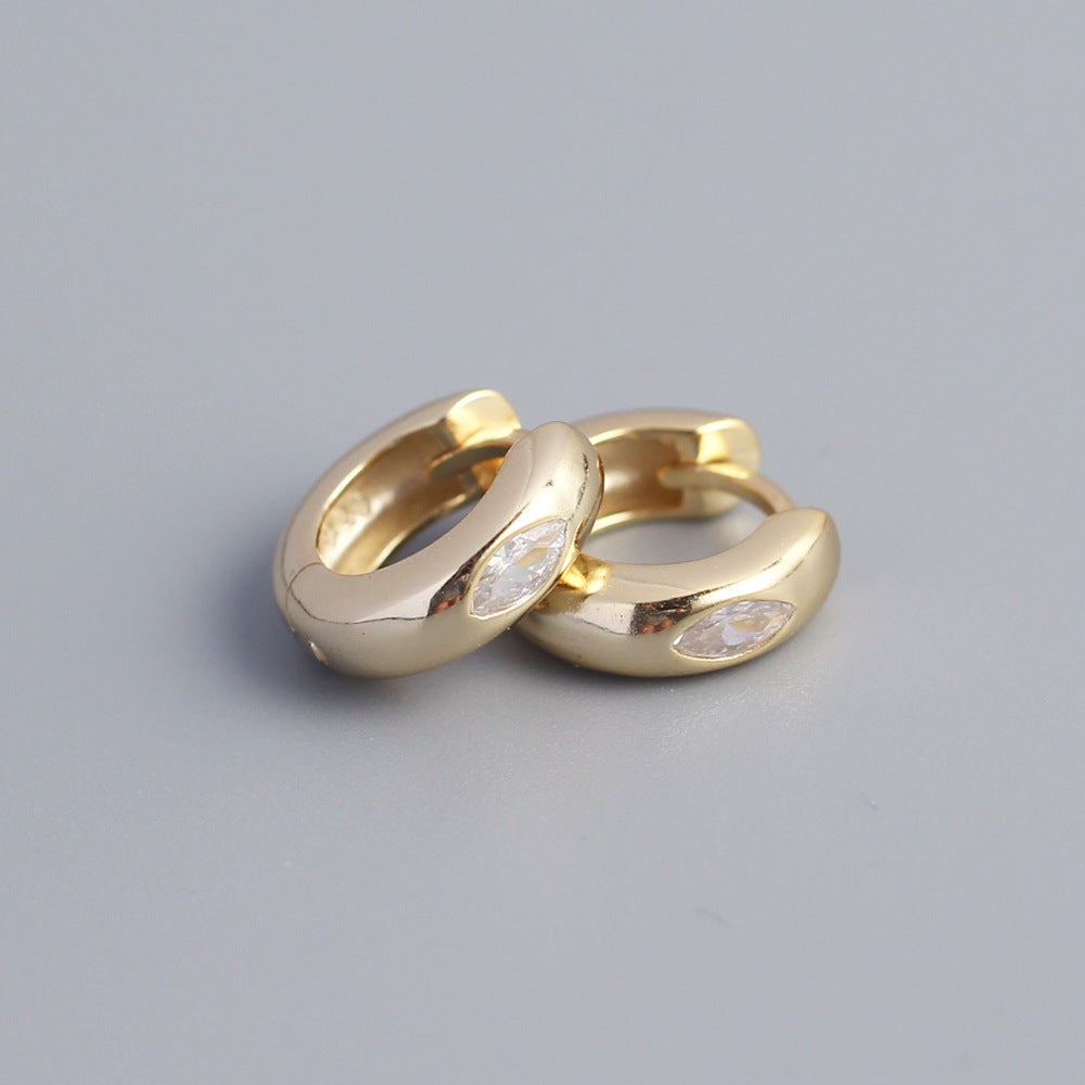 Metallic Ear Clip Sier Large Glossy Circle Horse Stud Earrings