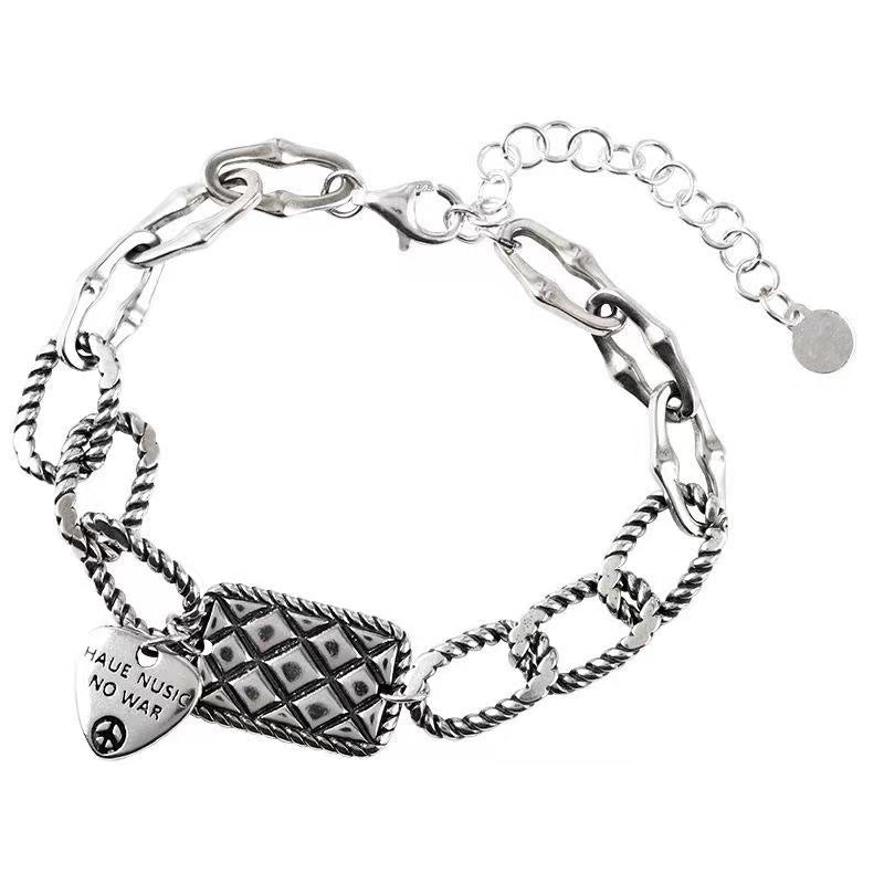 Quadratische Herz-Nischentaschen-Metallarmbänder für Damen