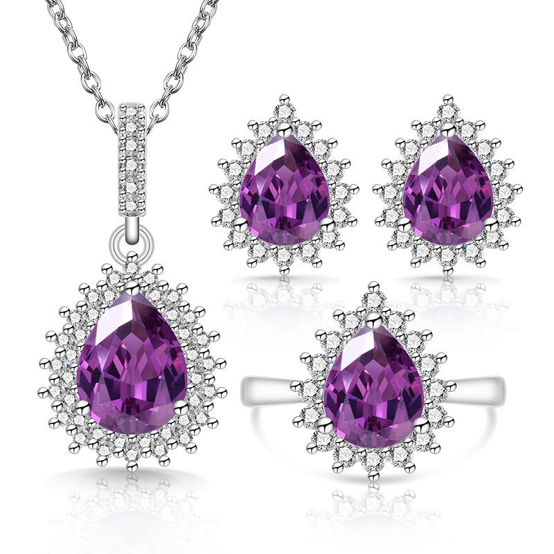 Women's Drop-shaped Colored Gems The Crystal Live Rings