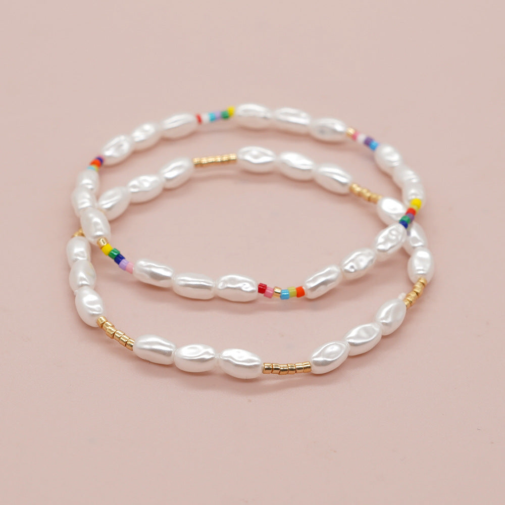 Style String Beads Soft Pottery White Gravel Bracelets