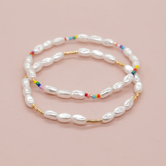 Bracelets de gravier blanc de poterie douce de perles de ficelle de style